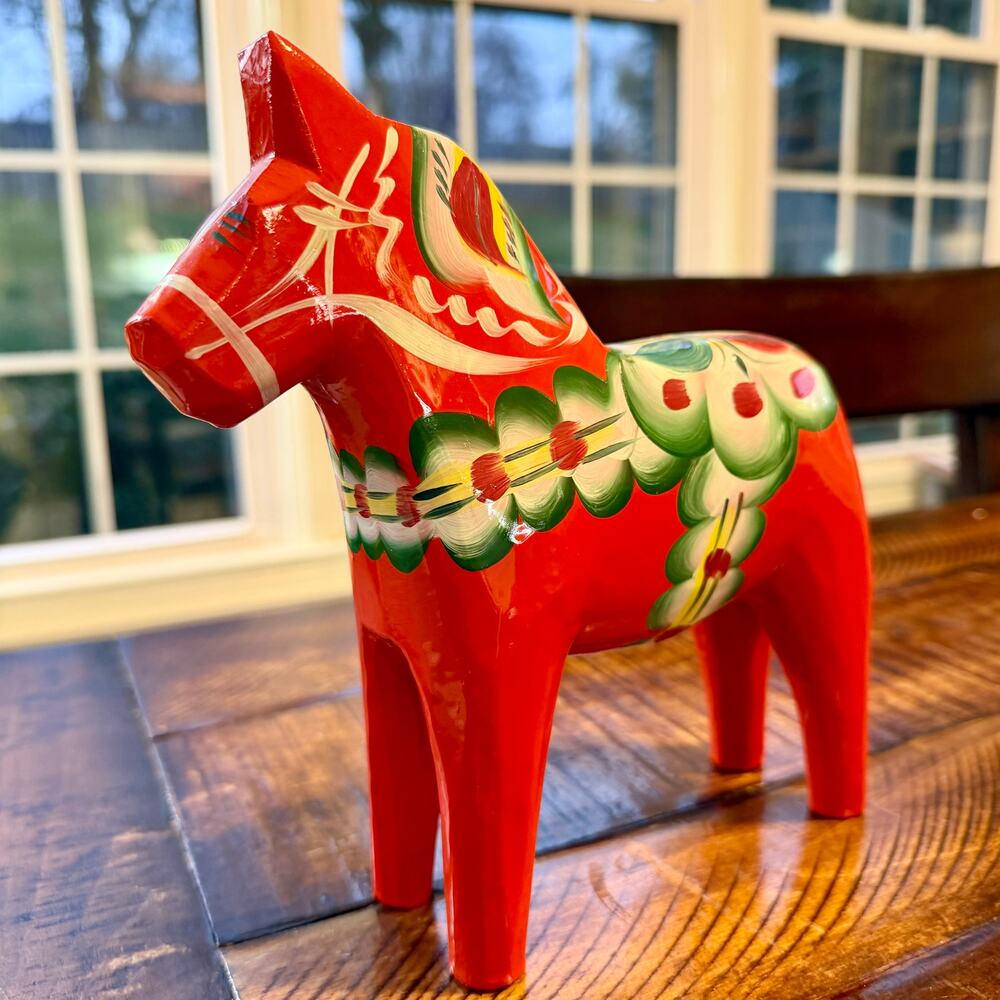Nils Olsson Dala Horse Orange Red 8 inch tall - Picture 2 of 7